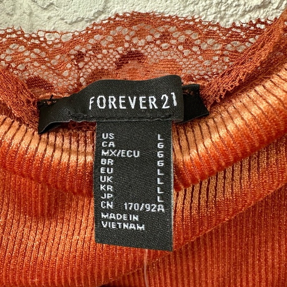 Forever 21 P2P 16” Copper Color Soft Crop Tank Lace Large - Picture 4 of 7